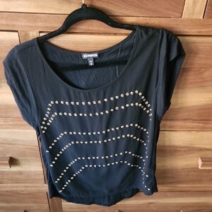 Express Gray Embellished Crop Tee